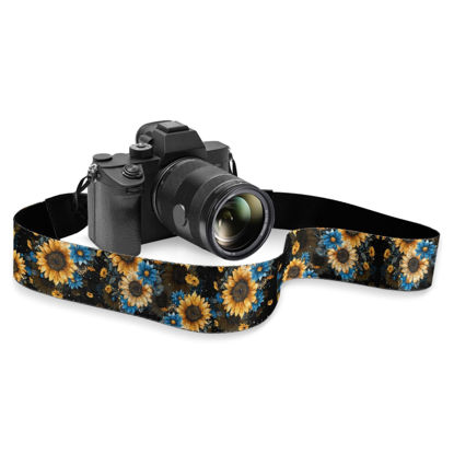 Picture of Boatee Aesthetic Sunflowers Film Camera Strap Personalized Camera Strap Cross Body Camera Strap Digital Camera Wrist Strap Adjustable Camera Harness For Photographers