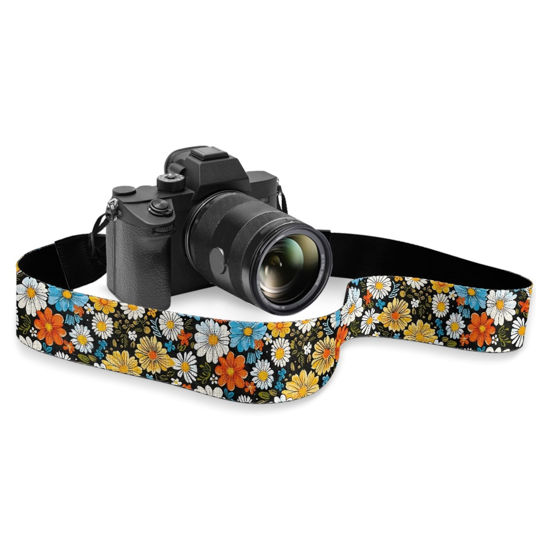 Picture of Boatee Aesthetic Flower Camera Strap Quick Release Camera Straps For Photographers Cross Body Universal Camera Strap Adjustable Multi-function Thin Strap Accessories