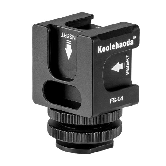 Picture of koolehaoda Aluminium Cold Shoe Mount Adapter Video Accessory Quadruple Cold Shoe Bracket for Lights, LED Monitors, Microphones, Audio Recorder & Studio Flash Video Camera
