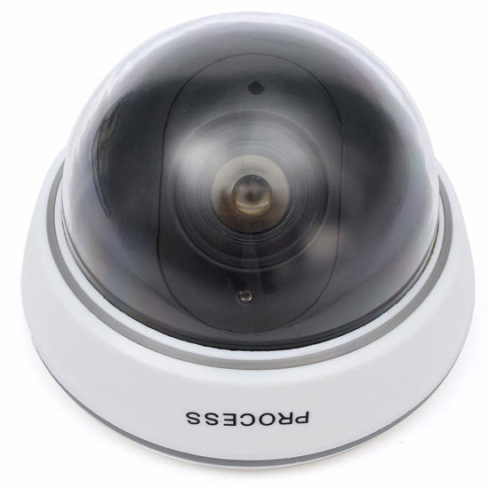 Picture of YUHOME 1Pc Simulation Camera Fake Dummy Dome Surveillance Security Camera Flashing Red Light (White)