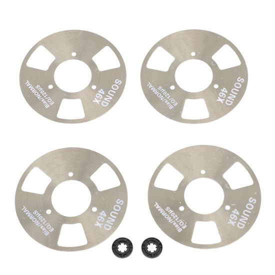 Picture of GOWENIC Reel to Reel Cassette Tape, Blank Cassette Tape Kit 4 Rolls 2 Wheels, Premium Material, Stable Performance, Professional Design, for Music Recording (Black Grey)