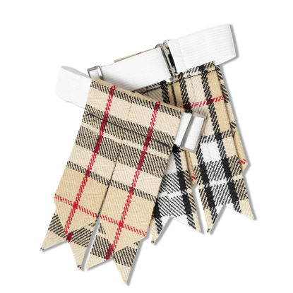 Picture of UMAM Kilt Flashes for Men with Heavy Buckle Adjusters, Plain & Tartan Kilt Sock Flashes. (Campbell of Thompson 017FLBU)