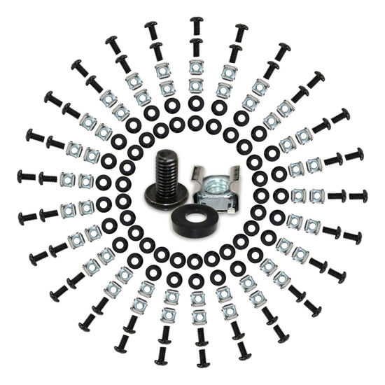 Picture of DynaCable M6, 16mm Industrial Strength 60 Pack of Cage Nuts, Screws and Washers for Rack Mount Server Cabinet, Shelves, Routers and More Zinc Plated and Rust Free