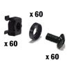 Picture of DynaCable M6, 16mm Industrial Strength 60 Pack of Cage Nuts, Screws and Washers for Rack Mount Server Cabinet, Shelves, Routers and More Zinc Plated and Rust Free