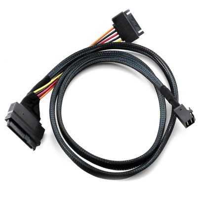 Picture of Kqcibz Built-in 12G Mini SAS HD to U.2 / SFF-8643 to SFF-8639 Cable 0.5M with 15-Pin SATA Power Supply, Suitable for U.2 SSD, Black, 500021975