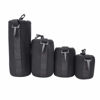 Picture of Zyyini Lens Bag, 4pcs Portable Neoprene Lens Protective Bag(Size: S/M/L/XL), Black Lens Storage Bag Lens Cover, Elastic Lock Design, for Digital Camera Lens