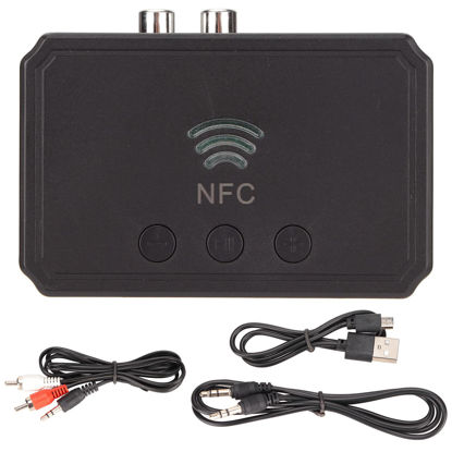 Picture of T36 NFC Bluetooth 5.0 Receiver,3.5mm AV Interface Multifunctional Audio Adapter,NFC Desktop Bluetooth Adapter supporte USB Flash Drive Playback