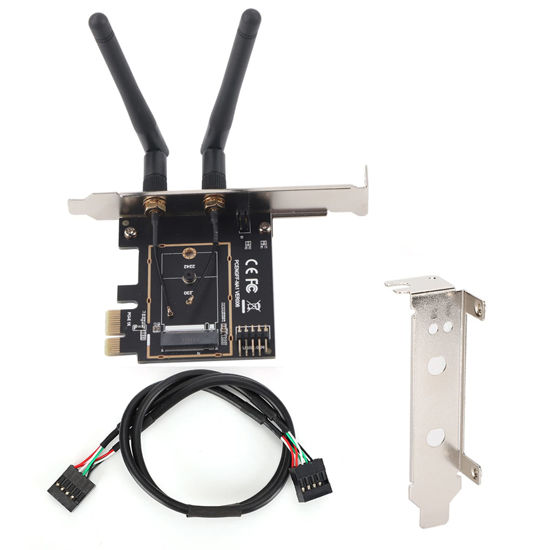 Picture of SALALIS PCI E WiFi Card for PC, PCI E to NGFF M.2 WiFi Wireless Module Adapter Card Bluetooth Wireless Module Adapter Card, Bluetooth Network Card Expansion Card, PCI E 1X to Key A E Adapter Card