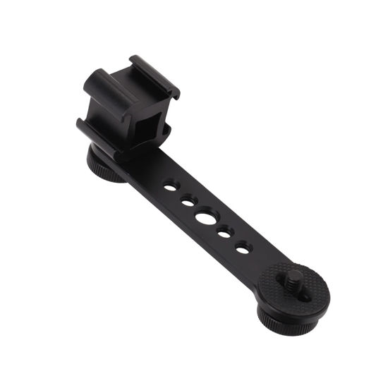 Picture of Universal Cold Shoe Mount Adapter with 1/4in and 3/8in Screw Holes Compatible for Photography Studio LED Light Stand Tripod DSLR Camera Cage Flash Monitor 4.8 X 1.65in (Black)