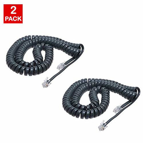 Picture of 10FT Cisco Phone Cord, Handset Curly Cable, Dark Gray, (2 Pack) 7800/7900 / 8800 Series 7940 7945 7960 7965 8841