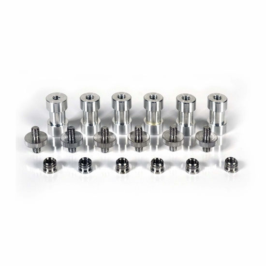 Picture of 6 Sets of Light Stand Spigot Adapters, Screw Adapters & Thread Converter Rings