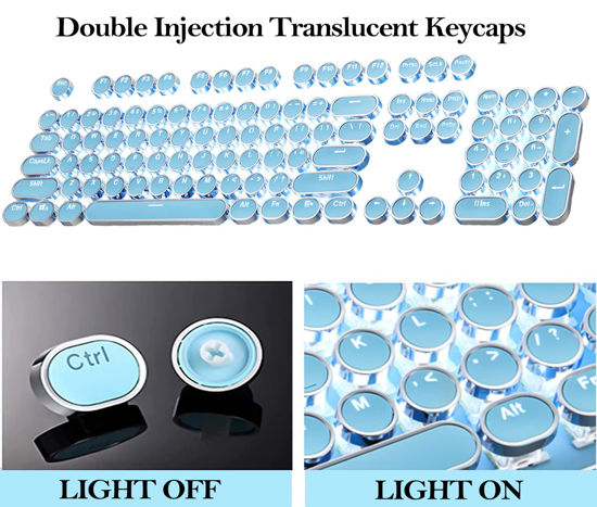 GetUSCart- LIOURFE Blue Keycaps for Gaming Keyboard, Round Keycaps for ...