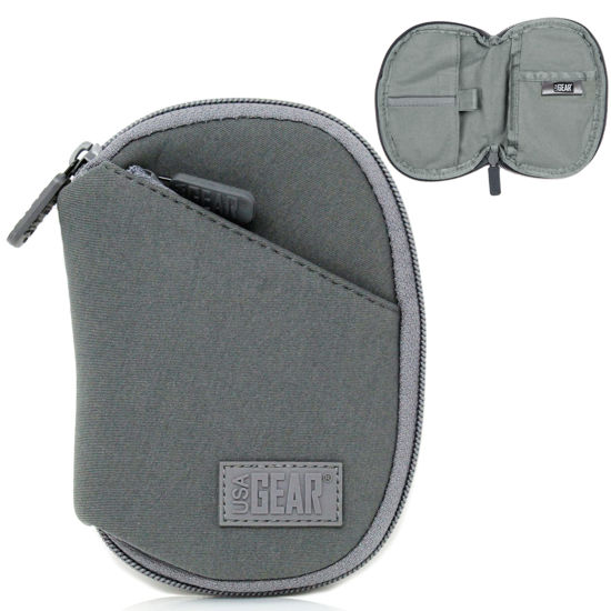 Picture of USA Gear Mp3 Player Case Compatible with iPod Nano Case, Sandisk Mp3 Player, Innioasis, Sony Walkman and More - Mp4 Player Case with Belt Loop, Fits Earbuds, USB Cable, Memory Card and More - Grey
