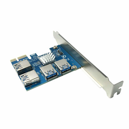 Picture of AAAwave PCI Express 1X to 16X Riser Card 1 to 4 USB3.0 Multiplier Hub Adapter (Pack of 1)