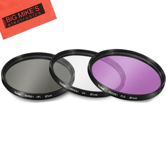 Picture of 67mm Multi-Coated 3 Piece Filter Kit (UV-CPL-FLD) for Canon Rebel T6i, T6s, T7i, EOS 80D, EOS 77D Cameras with Canon EF-S 18-135mm is STM Lens