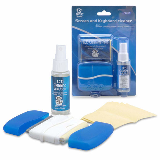 Picture of Pyle Home Computer LCD Screen Cleaning Kit-Tool Includes Cleaner Solution Spray, Keyboard Brush, 5 Microfiber Cloth Wipes-Cleans Laptop Surface, Plasma / Flat TV Monitor, Macbook, iPad, iPhone PCL107