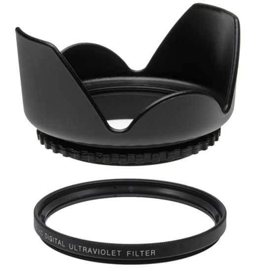 Picture of 62MM UV Filter + 62mm Tulip Lens Hood for Olympus M.Zuiko Digital ED 12-40mm 1:2.8 PRO, 62 mm Ultraviolet Filter & 62 mm Lens Hood