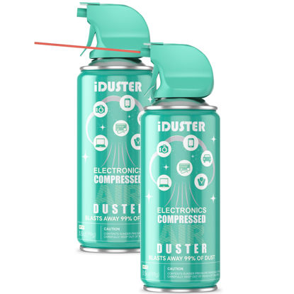 Picture of iDuster Compressed Air Duster Can - Canned Air Duster for Computers, Keyboard Cleaner Air Spray, 2 Cans, 3.5oz