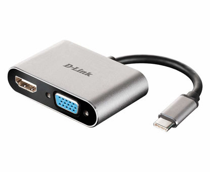 Picture of D-Link USB C to HDMI & VGA Adapter Cable, USB Type C 3.0 Thunderbolt 3 HDMI 4K VGA 1080P Display Mirroring Plug n Play Compact Design (DUB-V210-US)