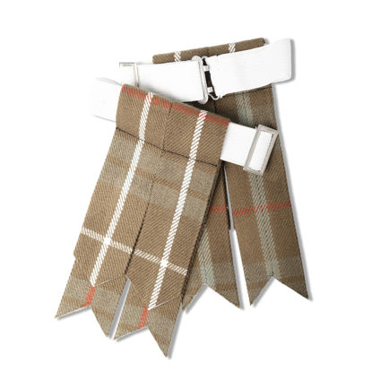 Picture of UMAM Kilt Flashes for Men with Heavy Buckle Adjusters, Plain & Tartan Kilt Sock Flashes. (Fraser Weathered 063FLBU)