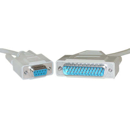 Picture of CableWholesale 25 feet Serial Cable, DB9 Female to DB25 Male, 28 AWG, 9 Conductor, Beige, RS-232 for Printer, Modems, Networks, UL Rated, DB9 Female to DB25 Male Serial RS232 Modem Cable