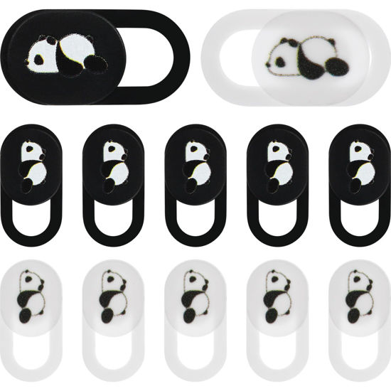 Picture of Hemobllo Laptop Privacy Covers Webcam Covers, Laptop Camera Cover Slide Cute Panda Pattern Privacy Covers Ultra-Thin Webcam Cover Slide for Laptop, PC, Cell Phone 12pcs Abs Webcam Slider