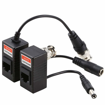 Picture of UHPPOTE Coax BNC Video + Power Balun Passive Connector Adaptor for CCTV Camera (Pack of 1 Pair)