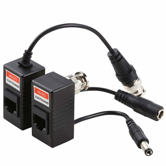 Picture of UHPPOTE Coax BNC Video + Power Balun Passive Connector Adaptor for CCTV Camera (Pack of 1 Pair)