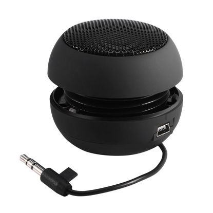 Picture of Zyyini Portable Speaker, Mini Speaker, Computer Speaker, Travel Loud Speaker, with 3.5mm Audio Cable, Retractable, for Mobile Phone, MP3, PC, Desktop, Laptop(Black)