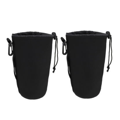 Picture of SHOWERORO 2pcs Camera Lens Bag Drawstring Lens Pouch Camera Lens Container Camera Lens Pouch Bag Shockproof Camera Lens Case Camera Lens Carrying Pouch No Words Travel Neoprene Slr Camera