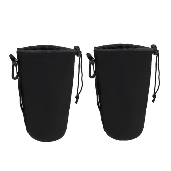 Picture of SHOWERORO 2pcs Camera Lens Bag Drawstring Lens Pouch Camera Lens Container Camera Lens Pouch Bag Shockproof Camera Lens Case Camera Lens Carrying Pouch No Words Travel Neoprene Slr Camera