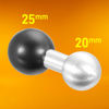 Picture of iBOLT 20mm to 25mm / 1 inch Aluminum Extension Ball Adapter