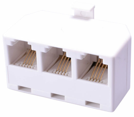 Picture of AmerTac - Zenith TS1001SPJ3W 4 Conductor Triplex Jack, White Landline Telephone Accessory