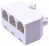 Picture of AmerTac - Zenith TS1001SPJ3W 4 Conductor Triplex Jack, White Landline Telephone Accessory