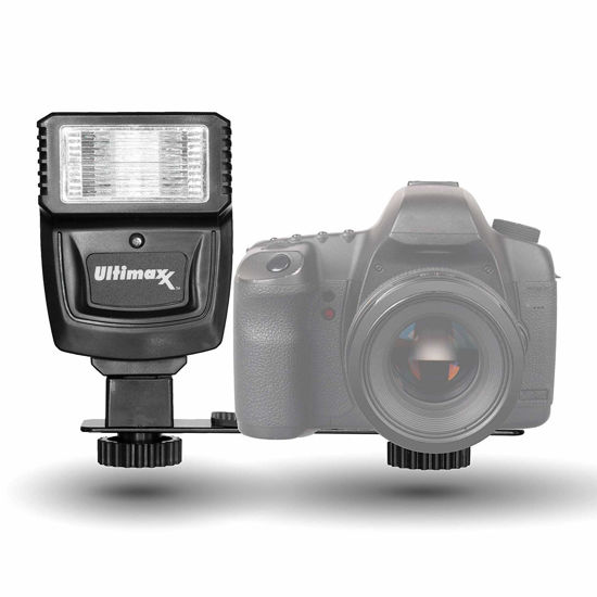 Picture of Ultimaxx Digital Slave Flash with Bracket for Canon, Nikon, Sony,Panasonic, Samsung, Fujifilm, Olympus, Pentax, and Other DSLR Cameras, Includes Metal Hot Shoe Flash Bracket