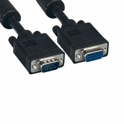 Picture of KENTEK 6 Feet FT Super VGA SVGA HD15 15 Pin Video Extension Cable Male to Female M/F Cord 28 AWG EMI Filter Ferrite Mini-Coax Twisted Pairs Molded for PC TV Monitor Black