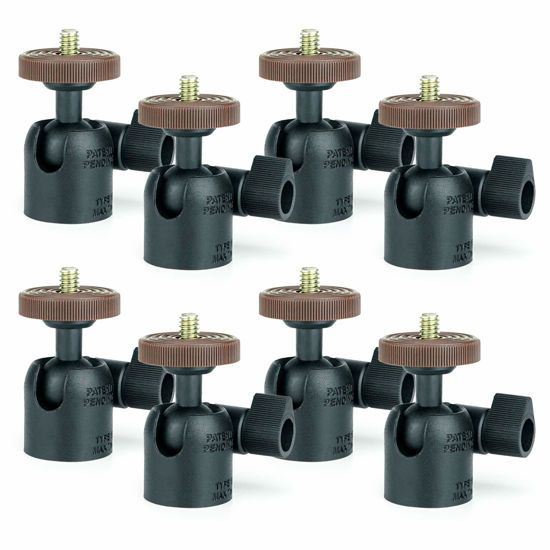 Picture of (8 Pcs) LINCO Lincostore 1/4" Swivel Mini Ball Head Screw Tripod Mount for DSLR Camera Camcorder Light Bracket A020 Cell Phone Holder Support (A020-8)