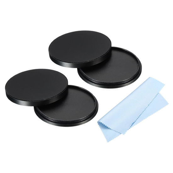 Picture of PATIKIL 49mm Lens Cap, 2pcs Camera Lens Cap Cover Universal Lens Filter Stack Cap Front Metal Protective Case Cover with Cleaning Cloth for Photography Camera Filter