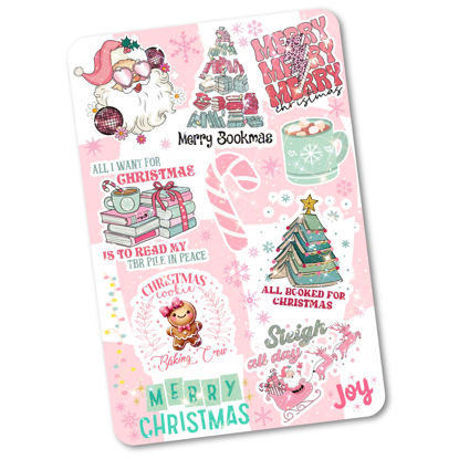 Picture of Clear Back Cover Insert for Kindle | Bookish Kindle Case Decor | Pink Christmas Kindle Insert for Clear Case | Booktok Holiday Stickers | Book Gifts for Women (Kindle Basic 6")