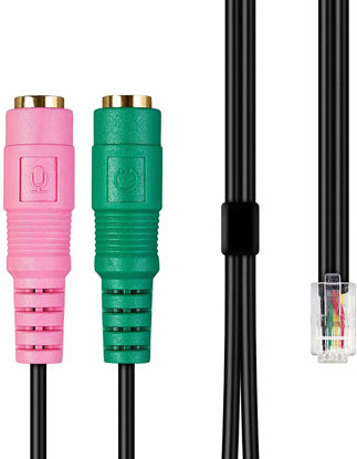 Picture of Headset Buddy PC Dual 3.5mm to RJ9/RJ10 Headset Phone Adapter - Compatible with Cisco