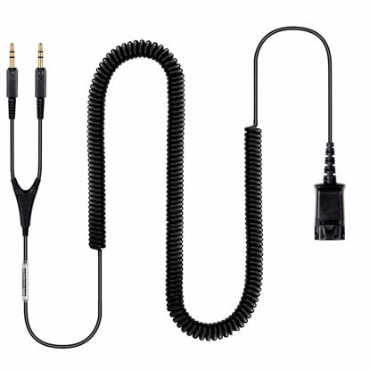 Picture of VoiceJoy Gold-Plated Headset QD to 3.5mm Quick Disconnect Cable for Plantronics Headsets,Dual 3.5mm Plug into Sound Card on PC Computer