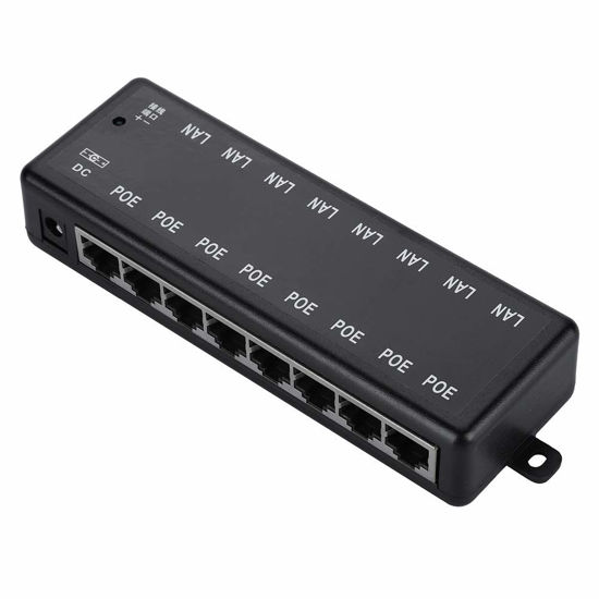 Picture of 8 Port PoE Injector Adapter DC12V-48V 8 Interfaces Passive POE Adapter Power Over Ethernet POE Power Supply Module Injector for IEEE802.3af/at Standard POE Powered
