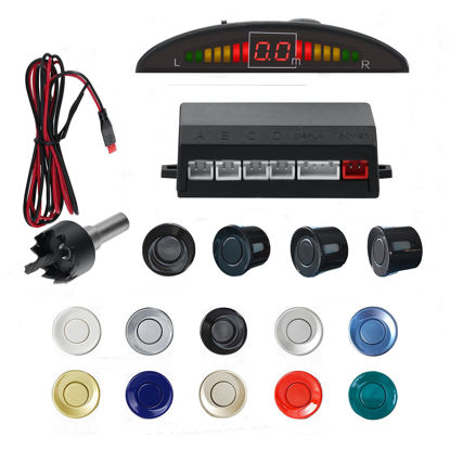 Picture of SANDETOUN Reverse Sensor for Car Parking Sensor Kit Backup Sensor for Car Adjustable Volume Parking Sensor Compact and Easy to Install Affordable Backup Sensor Kit Enhanced Safety for Drivers（Black）