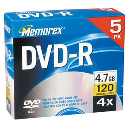 Picture of Memorex 4.7GB DVD-R Media (5-Pack with Jewel Cases)