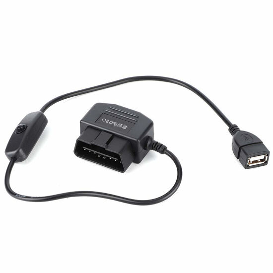 Picture of Ejoyous OBD2 Power Cable, USB Power Cord Charging Cable 16Pin OBD2 Connector Universal for Car GPS DVR Camera