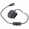 Picture of OBD2 Power Cable, 18.7in OBD to USB Charging Cable Adapter 16Pin Extension Cord Connector Charger for Car GPS Camera