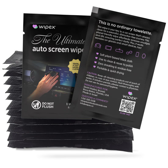 Picture of Wipex Touch Screen Wipes for Electronics - 24 Individually Wrapped Plant-Based Electronic Wipes - Large Soft Screen Wipes (5.9"x4.9") for Laptop Screen Cleaner, iPhone, Auto Touchscreens, Glasses