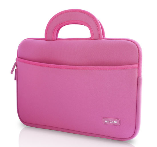 Picture of amCase 13.3 inch Chromebook Case Sleeve for iPad Pro, ASUS C300 Chromebook/Samsung Chromebook 2/Acer Chromebook/MacBook Air/Pro/Toshiba Chromebook/Lenovo Yoga 2/3 with Handle (Pink)…