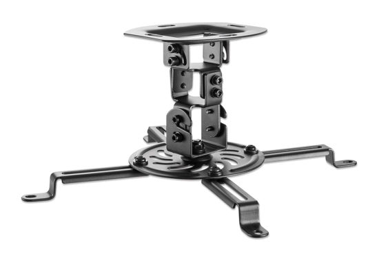 Picture of Manhattan Ceiling Projector Mount - Universal Low Profile Bracket Mounting - 360 Full Motion Rotation with 30 Degree Tilt and Roll, 6 in. High, 30 lb Capacity, Lifetime Mfg Warranty, Black -461184