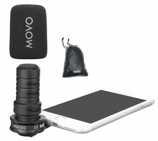 Picture of Movo MA300 Compact Smartphone Microphone Compatible with iPhone, Andorid Smartphones and Tablets with a 3.5mm Input Jack
